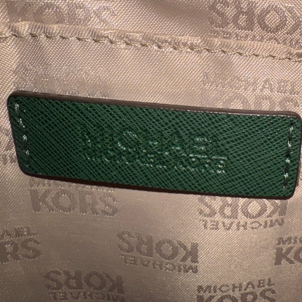 Michael Kors Green Saffiano Leather Jet Set Tote Bag Large Shoulder Purse - Picture 4 of 6